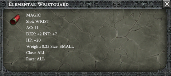 ELEMENTAL WRISTGUARD item card